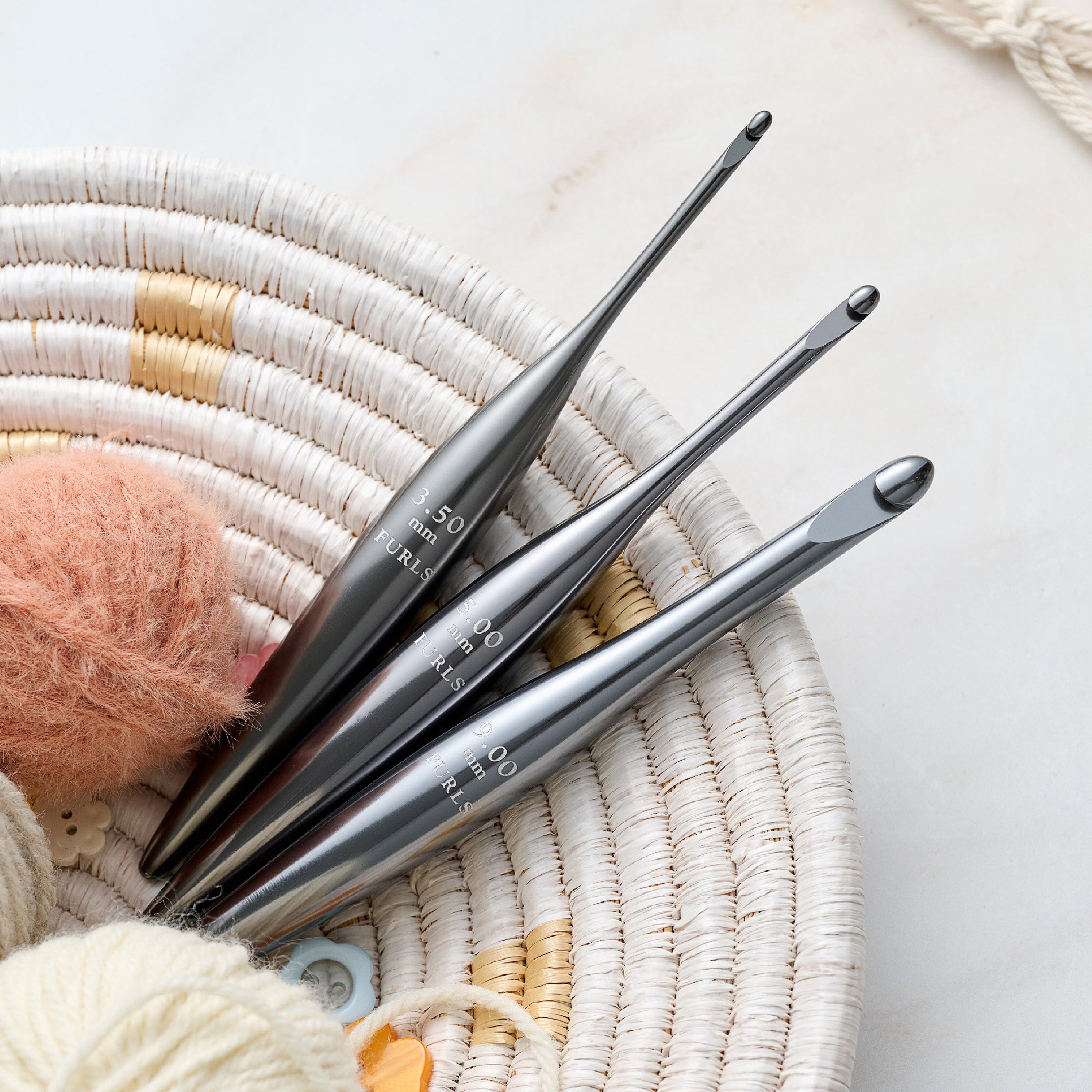 Graphite Streamline® Metal Crochet Hook Streamline Metal FurlsCrochet ALL 12 SIZES 